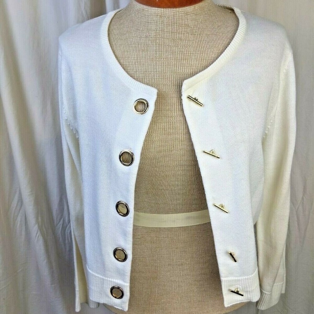 Gold Toggle Button Cardigan Sweater